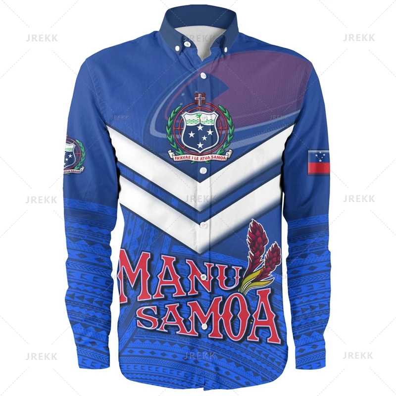 

Small Size Harajuku 3D Printing Samoa Flag IndependenceDay Long Sleeve Shirts For Men Samoa Ethnic Patterns Graphic Lapel Blouse