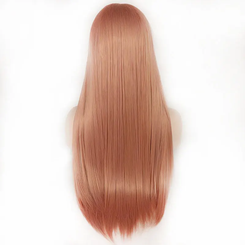 Pelucas sintéticas rectas para mujer, cabello de fibra resistente al calor, línea de cabello Natural, encaje frontal 13x4, rosa, oro mezclado, alta calidad