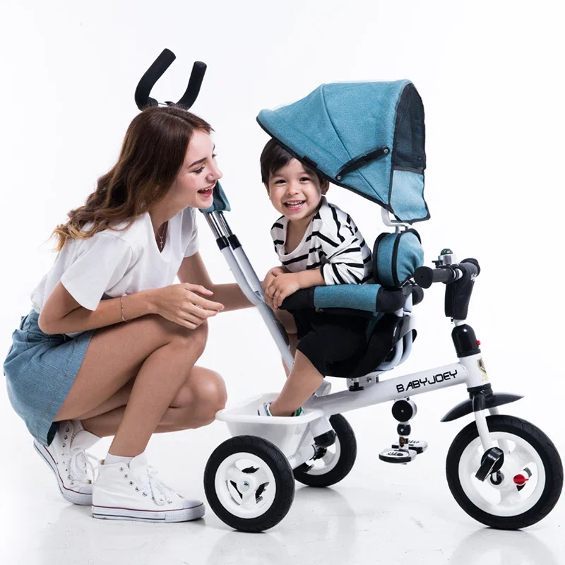 Heavy-Duty Carbon Steel Tricycle 360° Swivel Seat Reversible Baby Bike Toddler Stroller for Ages 1-5 High Capacity Child Trolley