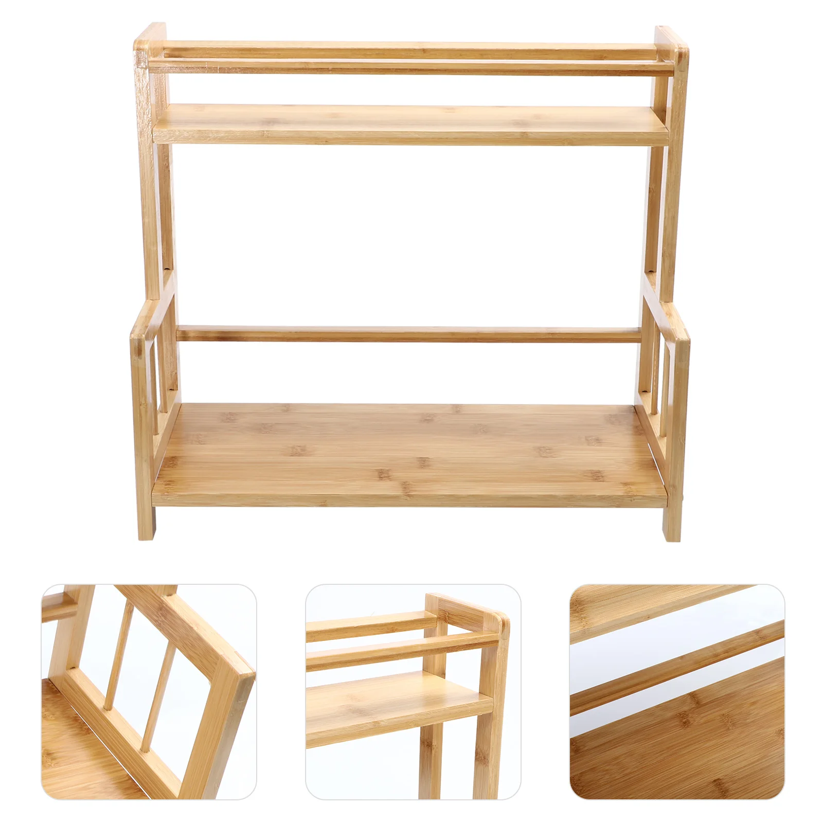 2-Tier Storage Rack Seasoning Can Container Bamboo Kitchen Organizer Stylish Personality Environmentally Friendly