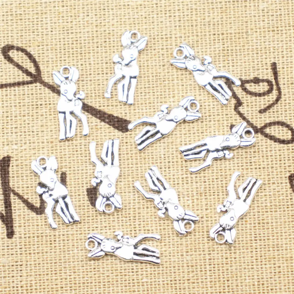 Jewelry Trendy Diy Craft Charms Deer Antique Silver Color Jewelry Making Pendant 7x17mm 30pcs