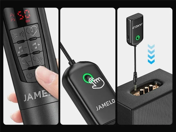 

Jamelo Wireless Microphone 2.4Ghz Dual Wireless Mics W/metal Housing - 48Hr Rechargeable System+Dual-Channel Eq for Church/stage