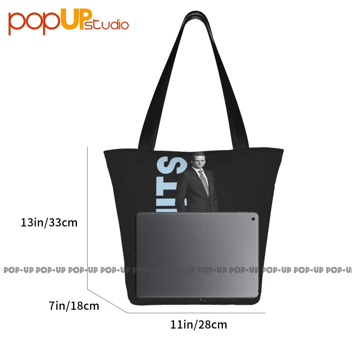 Harvey Specter Suit Standing Fashion Handbags Portable Shopping Bag Eco-Friendly