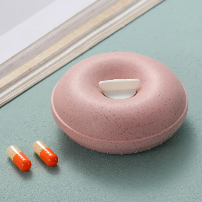 4 Grids Pill Cases Medicine Box Pill Case Organizer Container Innovative Doughnut Shape Portable Mini Travel Home Secret Stash