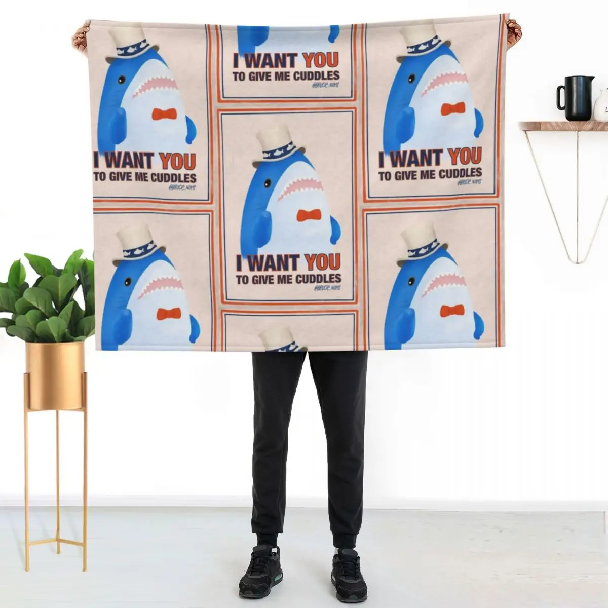 Uncle Brucie: I want you to give me cuddles! Throw Blanket bed plaid Stuffeds Custom Thins Decoratives Bed covers Blankets