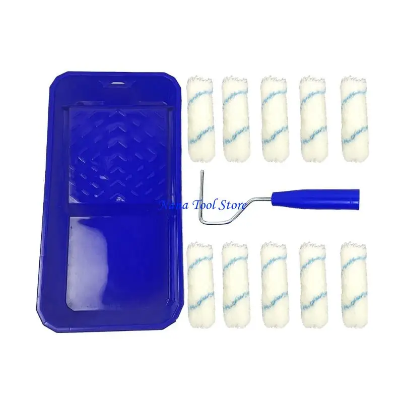 31GJ Home Repair Paint Roller Blue Stripe Paint Roller Handheld Wall Paint Brush