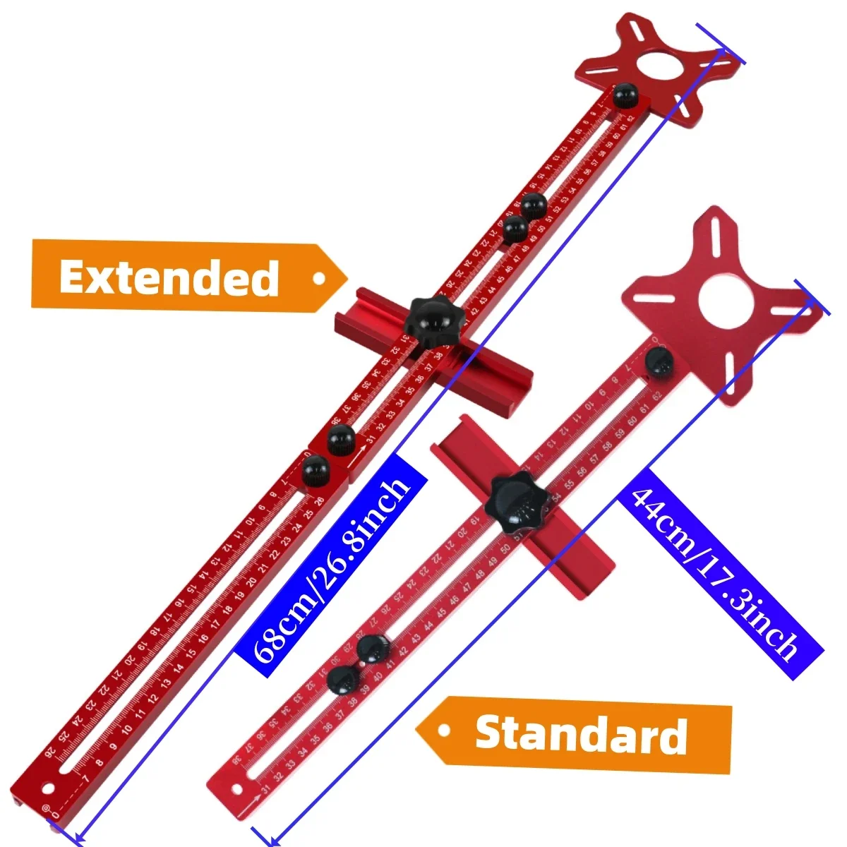 Extended 3-in-1 Aluminum Router Milling Groove Bracket Jig for Woodworking 9-61cm Radius Circle Cutting Cabinet Hardware Tool