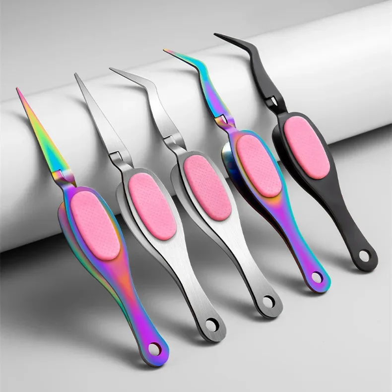 Multifunction Rhinestone Sticker Cross Clip Nail Art Shaping Tweezers Pincher Quick Building Extension Tips Clip Stainless Steel