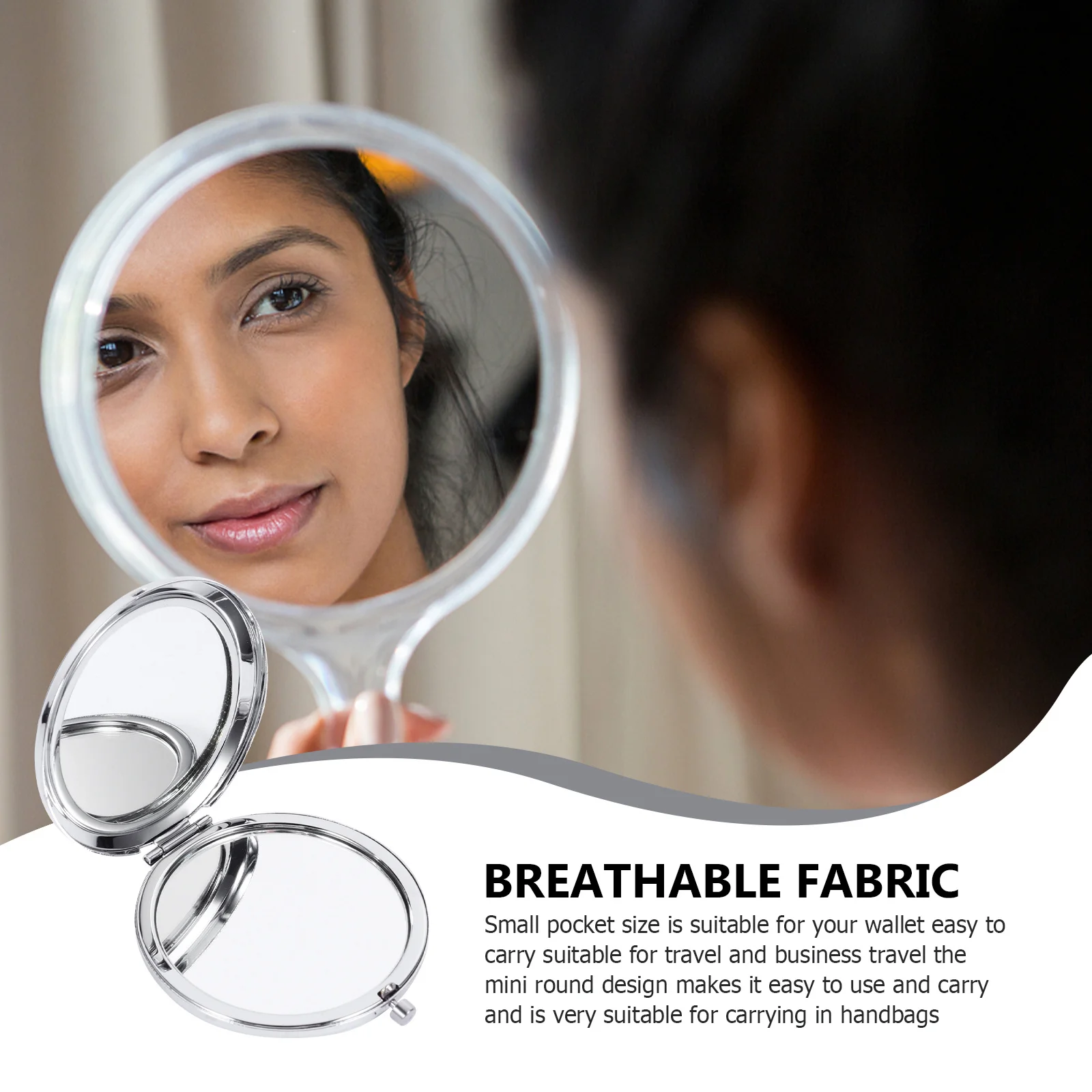 1 Stück kompakter Metallspiegel, kleine Größe, leicht, tragbar, Reise-Make-up-Spiegel, hochauflösende Oberfläche, einfache Verwendung