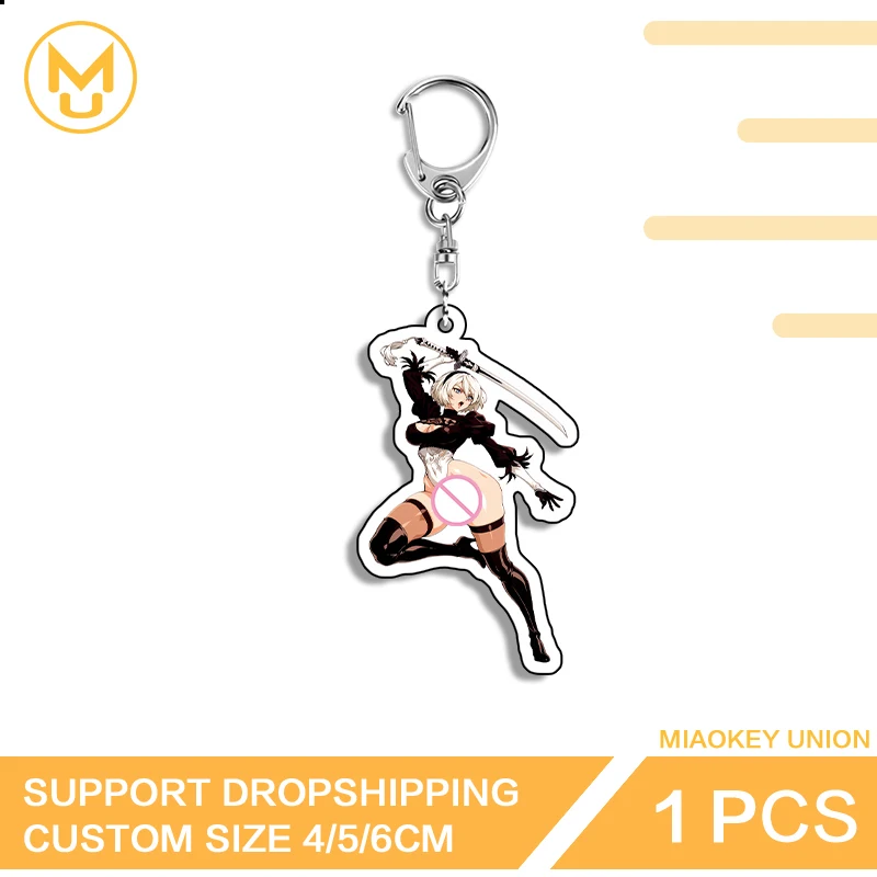 Samurai Nier 2b Keyring Sexy Elegant Eye Catching Keychain Pocket Pussy Y2K Double Sided Portrait Accessories For Bag Decoration