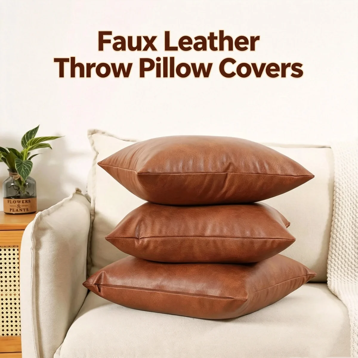 Light Luxury PU Leather Cushion Cover Sofa Chair Car Throw Pillow Cover 30x50/45x45/50x50/60x60cm Home Decor Pouf Pillowcase
