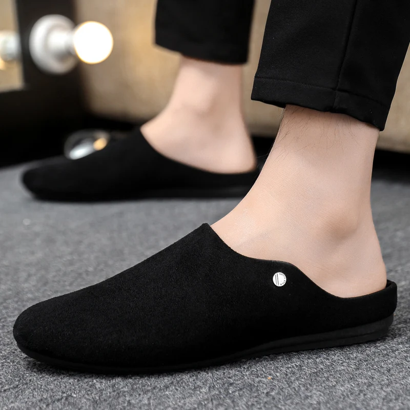 

Large Size Half Shoes for Men Mules Loafers Slippers Closed-toe Open Back Casual Shoes Backless Slides Sandal Slip On Flats 2026