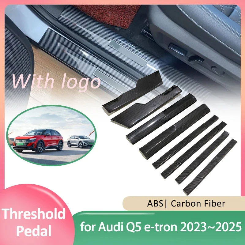 

Накладка на порог автомобиля для Audi Q5 e-tron 2023 ~ 2025 2024 ABS Добро пожаловать, защита порога педали, наклейка, наклейки, аксессуары