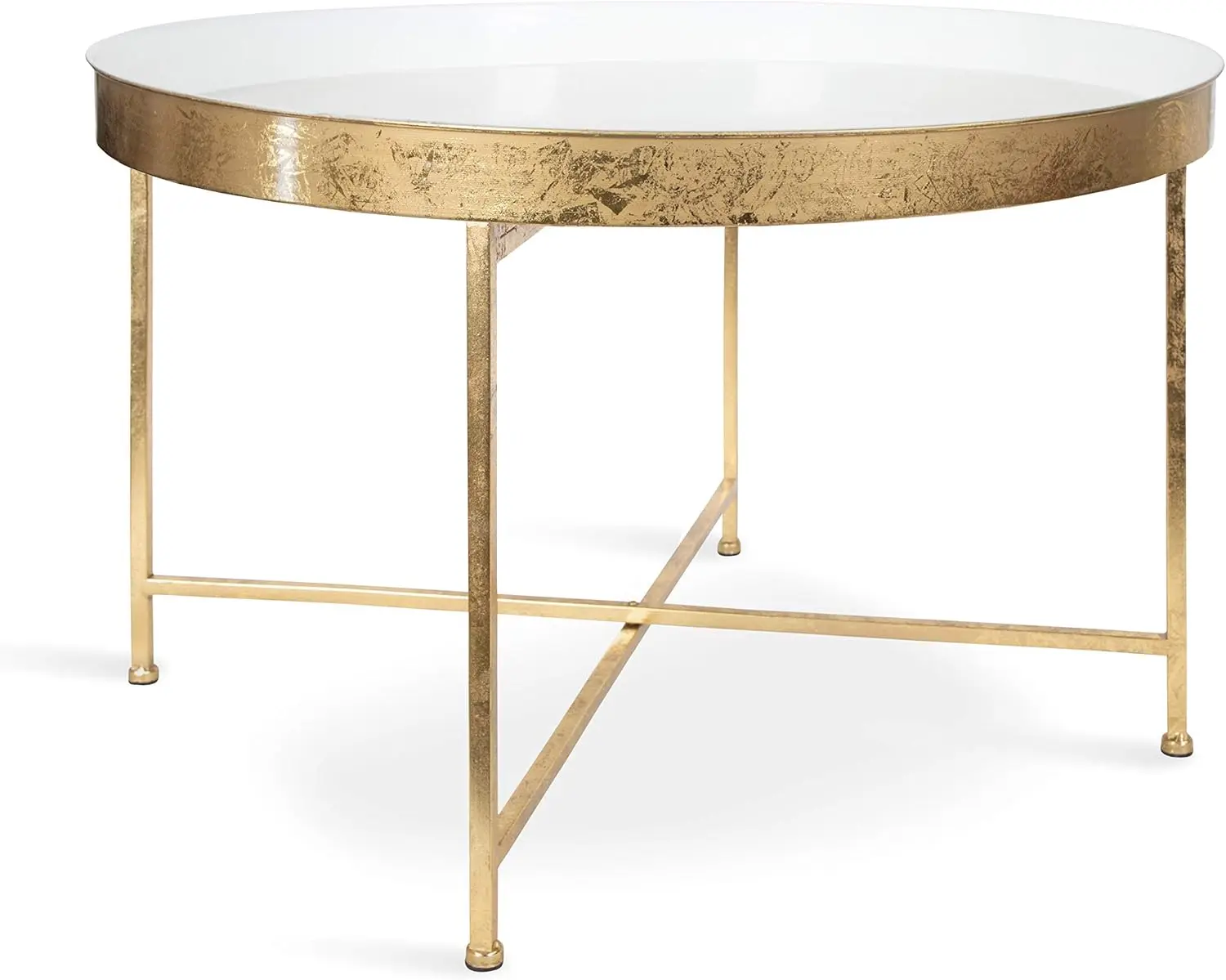 Celia Modern Glam Round Metal Coffee Table, 28.25