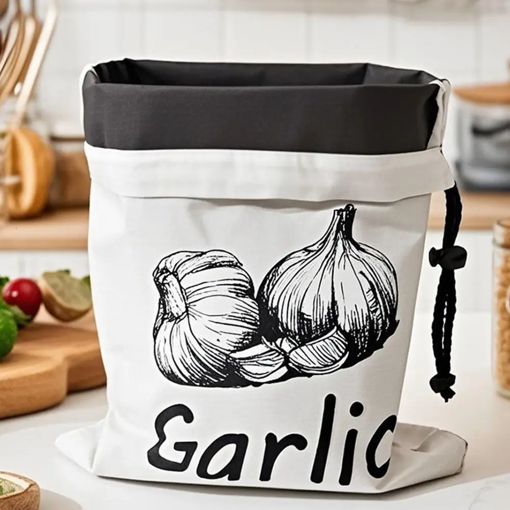 Durable Reusable Onion Potatoes Storage Bag Large With Side Zipper Canvas Bag Drawstring Kitchen Storage Pouch view 2