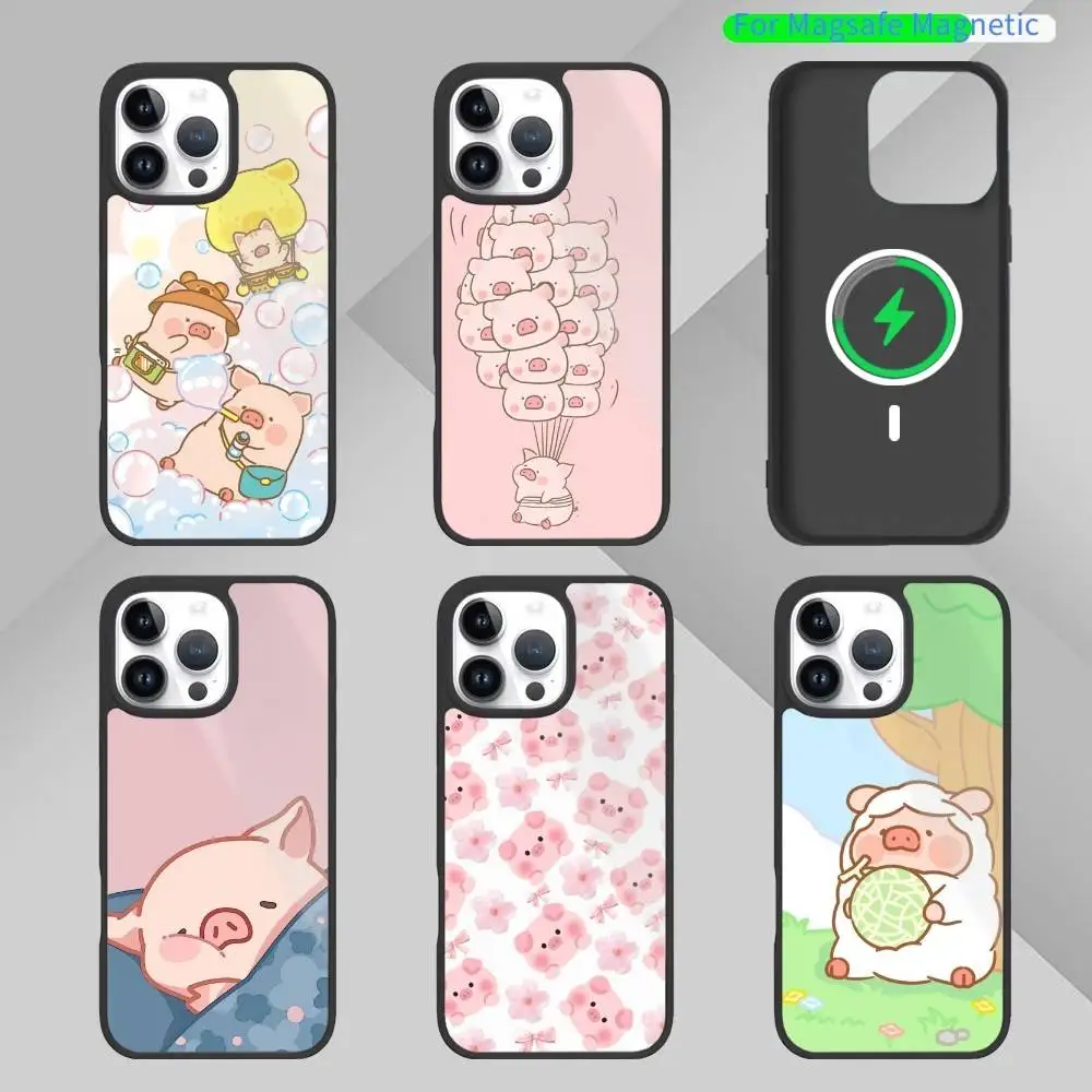 

Cartoon L-LuLu P-Pig Phone Case For iPhone 17,16,15,14,13,Pro,Max,Plus,Magnetic For Magsafe Wireless Charging