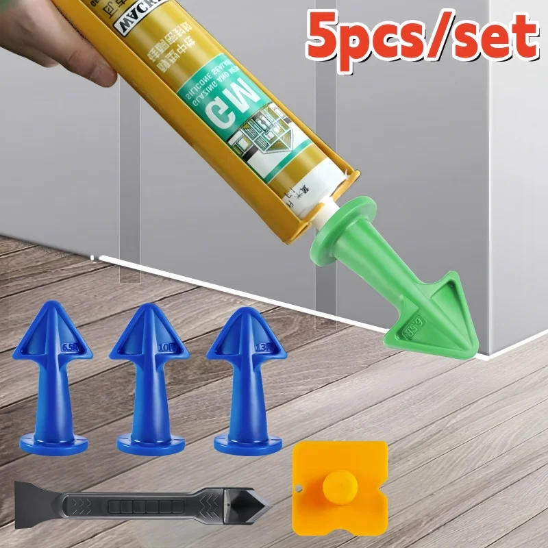 5Pcs Silicone Caulking Tools Sealant Applicator Finishing Tool Grout Remove Scraper Caulk Remover Glass Glue Angle Scraper 5 In1