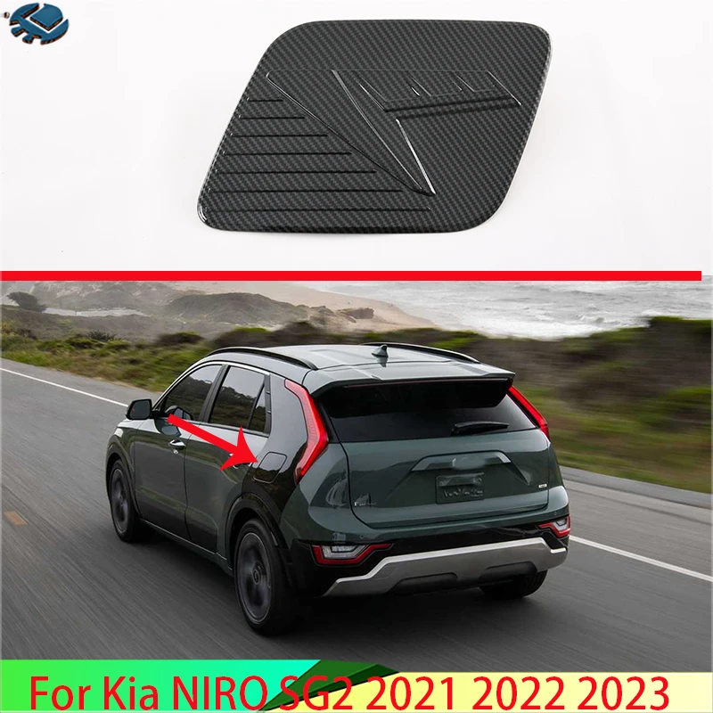 For Kia NIRO SG2 2021 2022 2023 Carbon Fiber Style Fuel Tank Cap Cover Car Styling Trim Oil Fuel Cap Protective