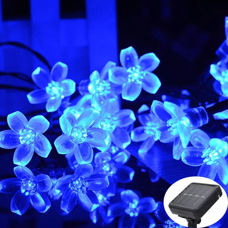 1pc 5/7/12/22M Solar String Sakura Lights 20/50/100/200LEDS Outdoor Waterdichte Festival Tuin Decoratieve Verlichting