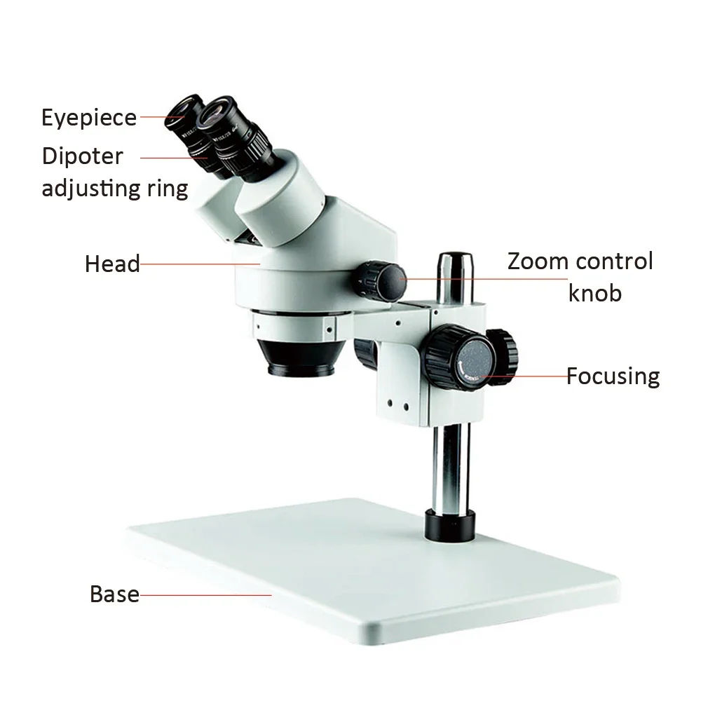 7x-45x Binocular Stereo Microscope Precision Ground Glass Lens Metal Stand Industrial Microscope Phone Repair