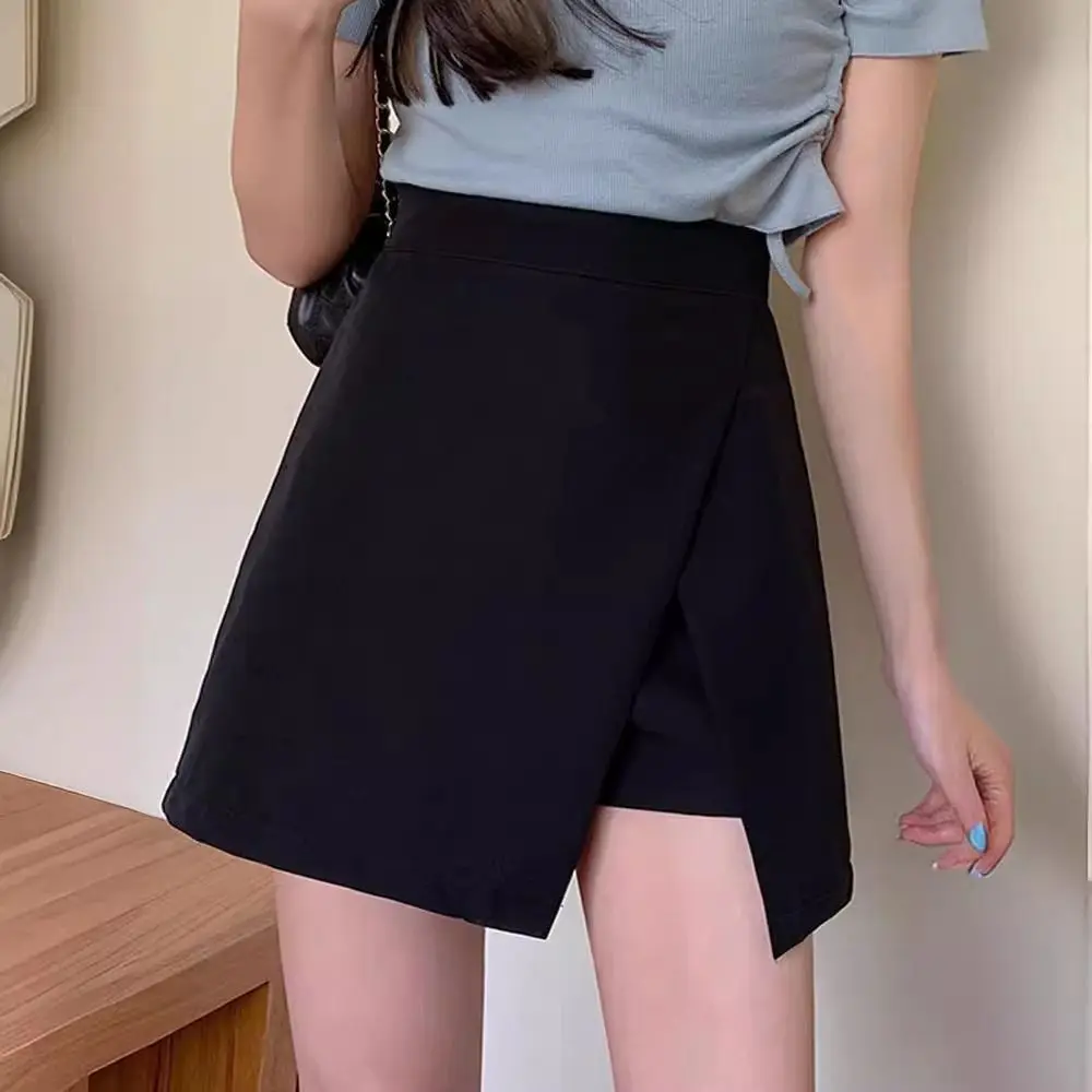 

Leisure Slit Women's A-line Skirt Asymmetric Spicy Girl Style Mini Shorts Skirt Y2K Skirt with Safety Shorts Girls