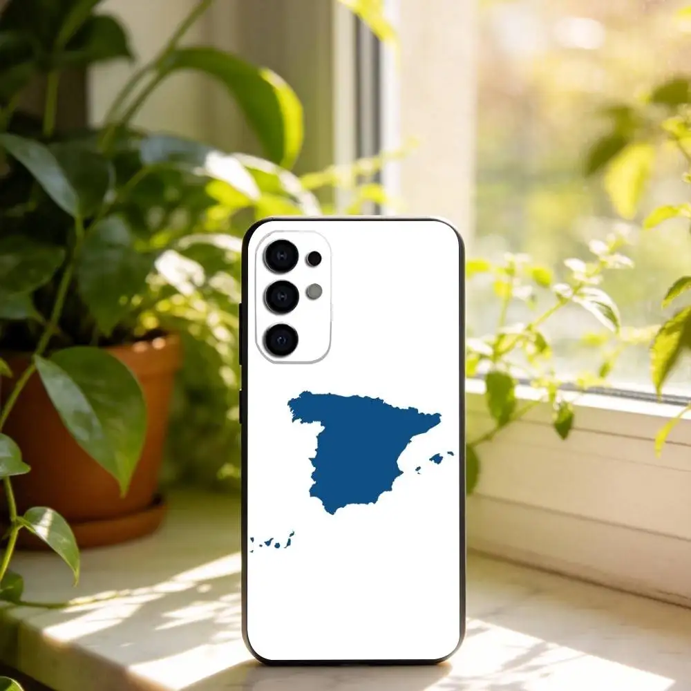 S-Spain M-Map Phone Case For Samsung S25,S24,S21,S22,S23,S30,Ultra,S20,Plus,Fe,Lite,Note,10,Black Cover