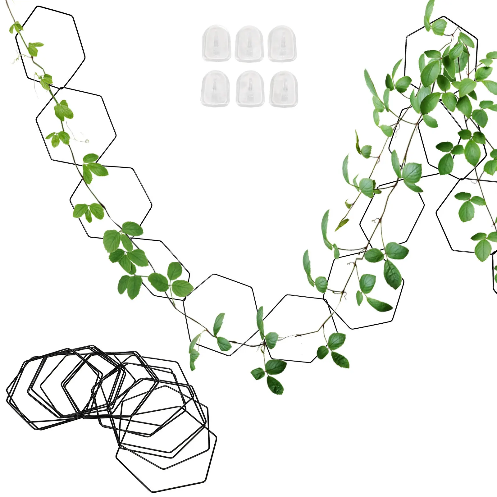 1Set Chain Trellis Metal Climbing Plant Support Indoor Outdoor Wall Trellis Adjustable Plant Support Structure Garden Hooks