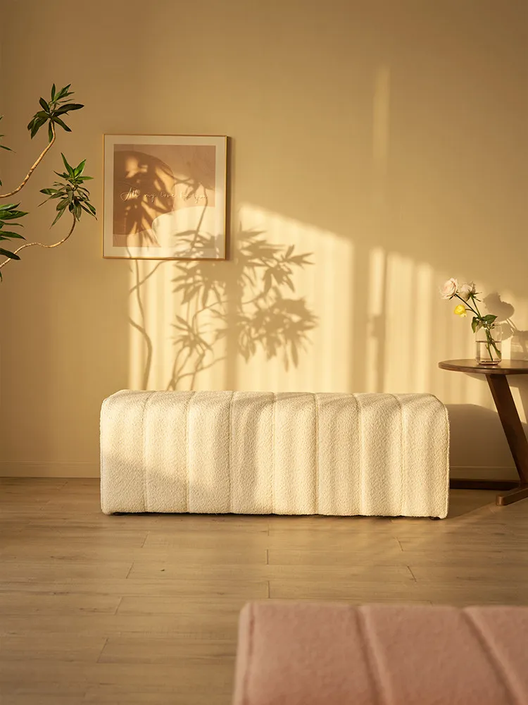 Household door shoe changing stool cloakroom long sofa rectangular bed tail lamb wool stool