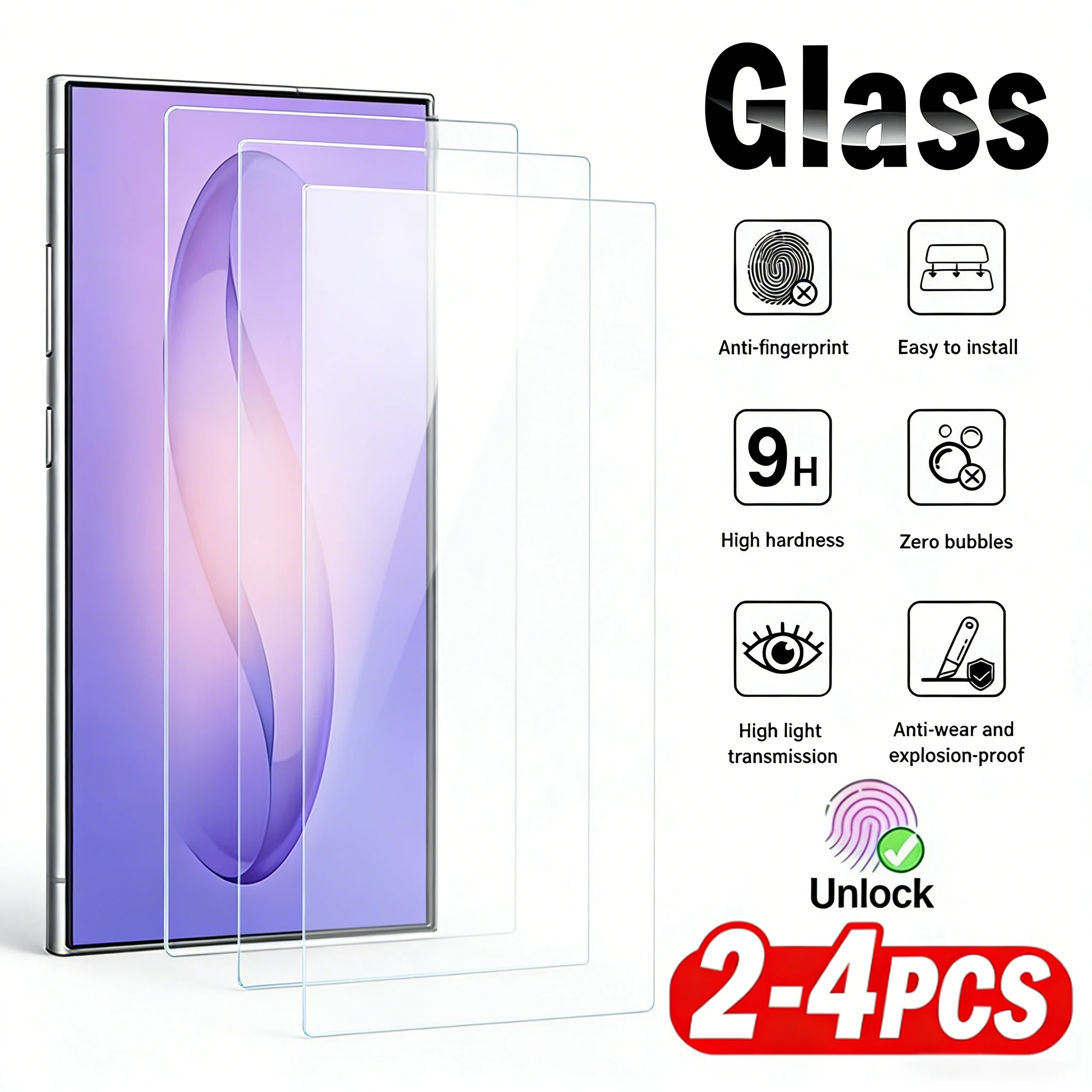 

2-4 шт. защитных стекол из закаленного стекла для Samsung Galaxy S26 Ultra S26+, защитная пленка для экрана Samsung S26 Edge с полным покрытием