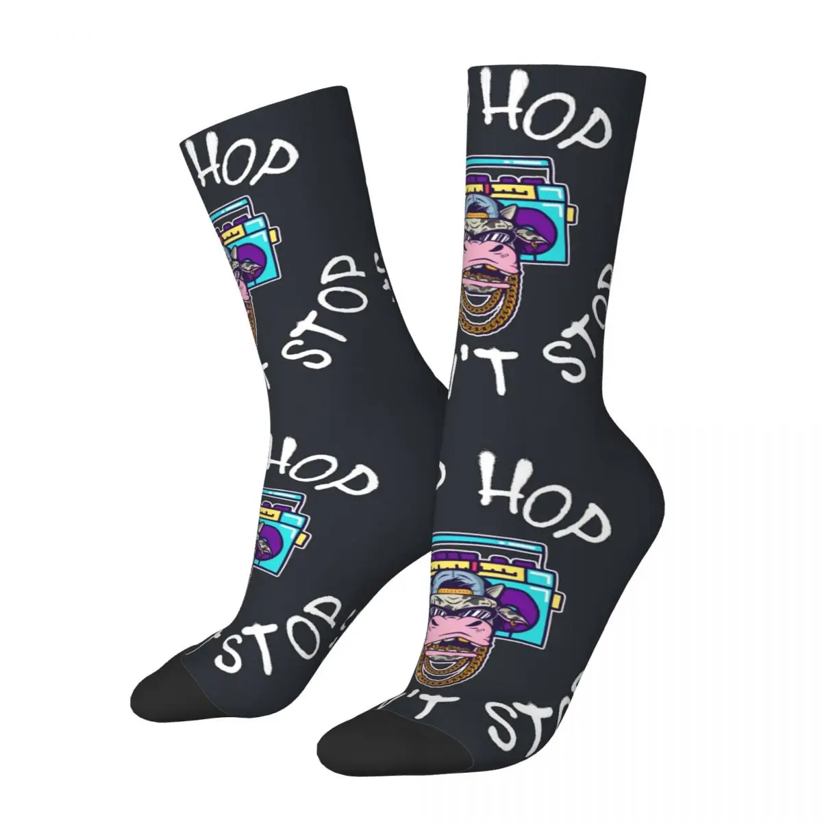 Crazy compression Ya Dont Stop Sock for Men Hip Hop urban style Happy Pattern Printed Boys Crew Sock official-website top fugees