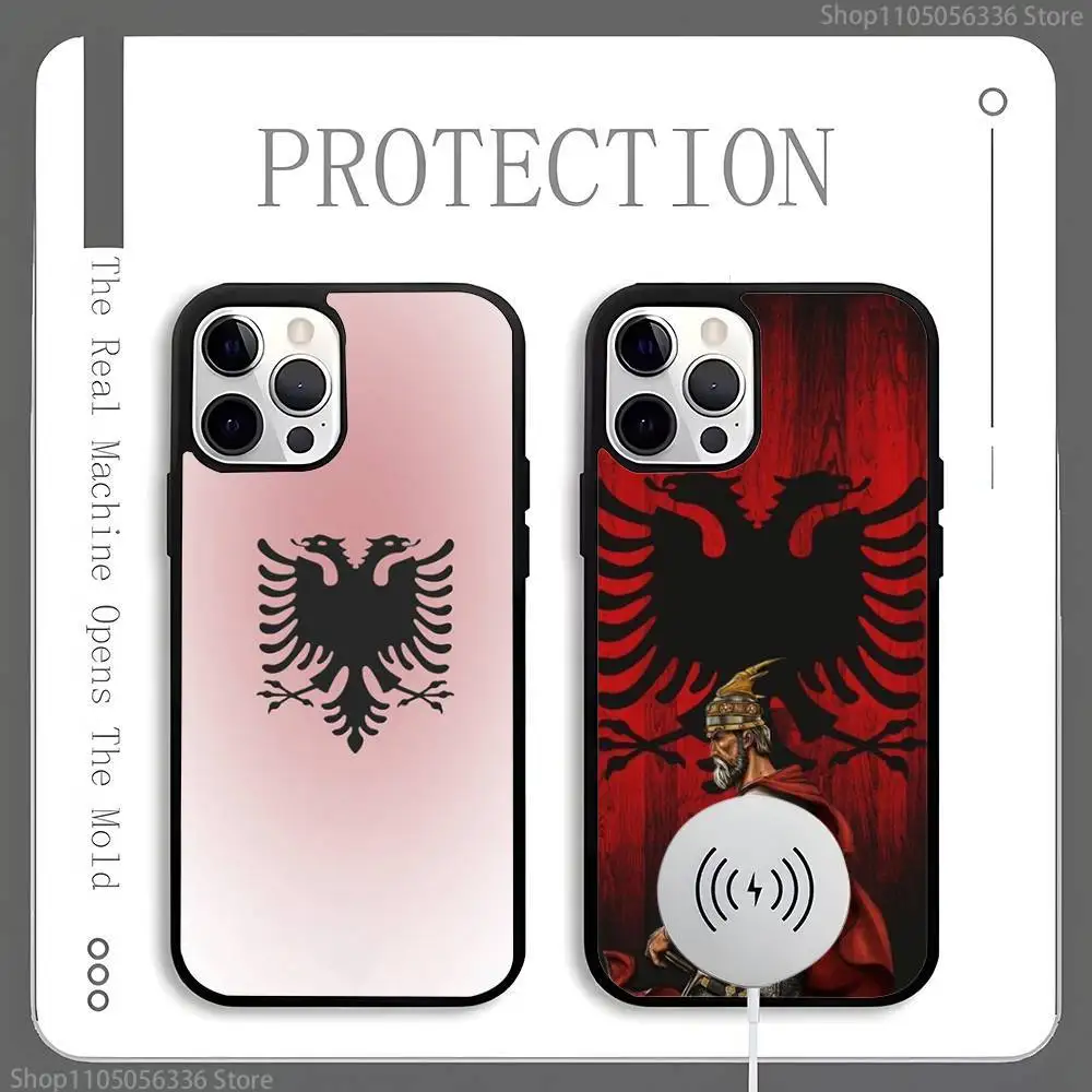

A-Albanians Flag Phone Case For Magnetic Wireless Charge Cover For iphone 16 15 14 13 12 11 Pro Max Plus Coque