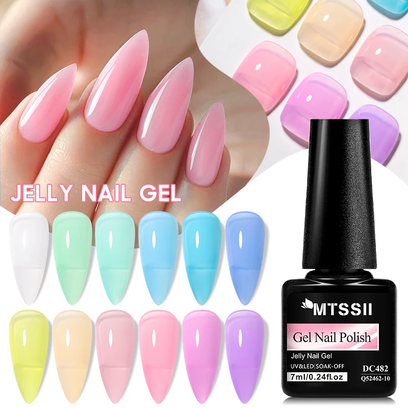 Jelly Macaron Color Gel Nail Polish Translucent Color Gel Polish Semi Permanent Soak Off UV Gel Varnish Manicure Nail Supplies