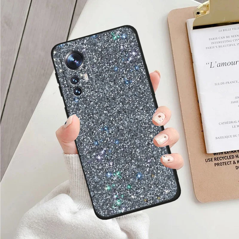 Luxe Glitter Diamant Glanzende Strass Voor Xiaomi Mi 13 10 11 9 8 F1 T Pro Plus Lite SE Redmi 9A C T 8A 10 12C Zwarte Telefoon Case