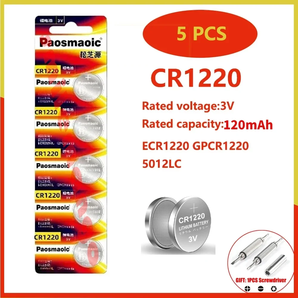 

5pcs CR1220 3V Lithium button cell ECR1220 GPCR1220 5012LC button cell For Watch Car Remote Key Toys Coin Cell batteries