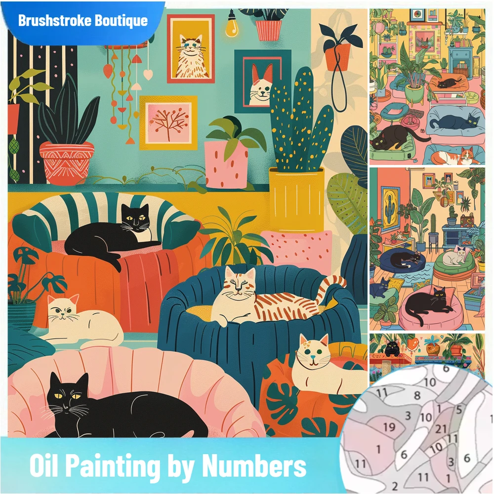 

Картина по номерам, рука, кошка, кафе, пейзаж для отдыха, набор для взрослых, сделай сам, акриловая краска, картина Canva, холва, художественный подарок, украшение для дома