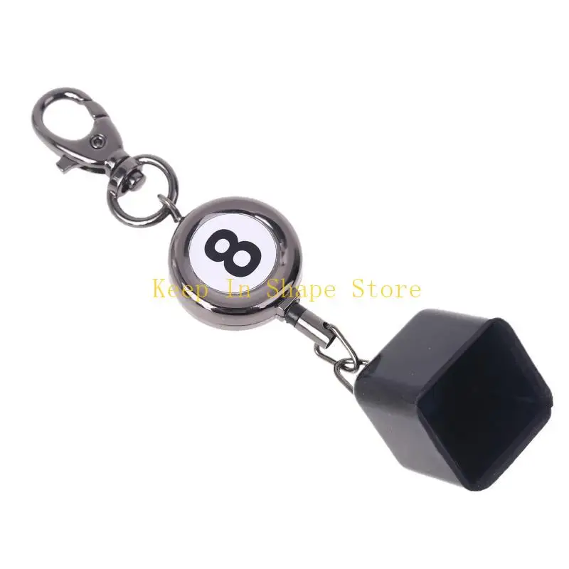 U1JC Portable Retractable Billiards Snooker Pool Cue Chalk Holder Drawing Keys Chain Keyrings with Number 8 Practical Tool