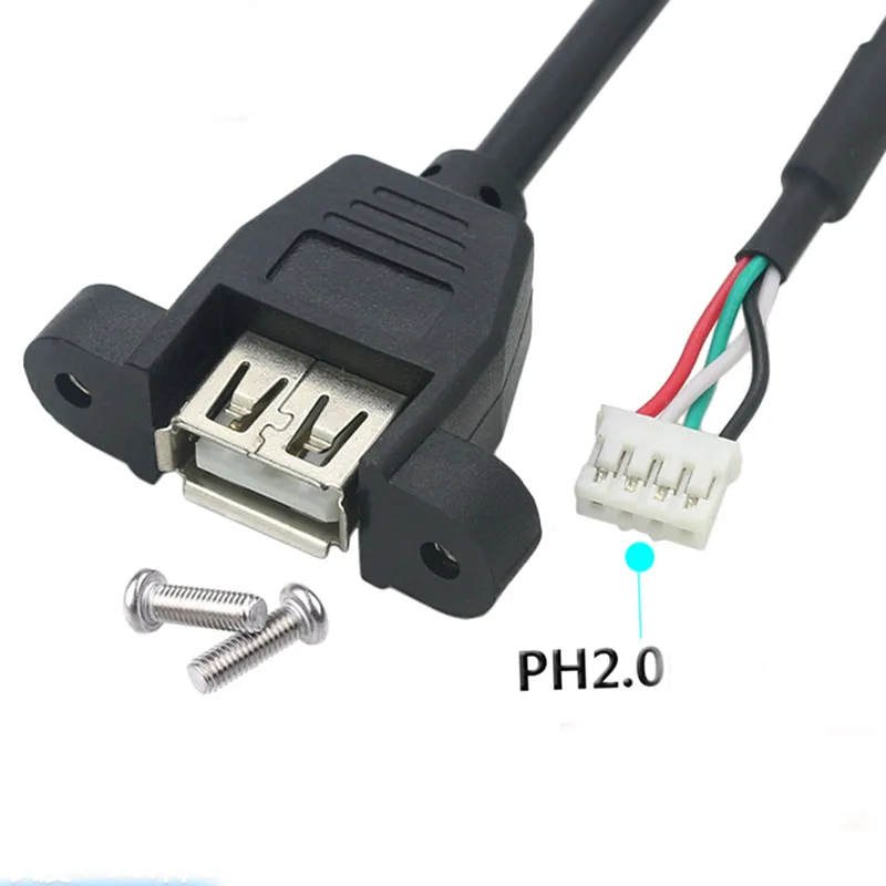PH2.0 4p  5P Terminal to USB with Mount Adapter Cable USB female to PH2.0USB cable 5p/4P Dupont cable 0.3M 0.5M