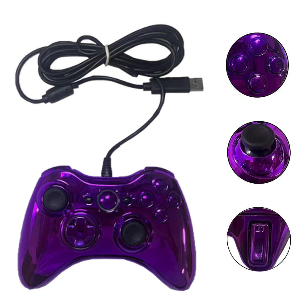 وحدة تحكم سلكية للألعاب Xbox 360 مع لمسة نهائية أنيقة مطلية بالكهرباء - محيطية لألعاب USB، متوافقة مع Xbox 360 وPC