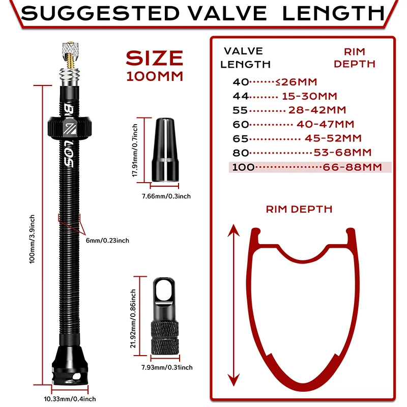 Katup velg sepeda, 2 buah BUCKLOS/V Tubeless Bike Valve 80mm 100mm CNC aluminium Alloy Presta Valve sepeda Road Tubeless Rim Valve aksesoris sepeda