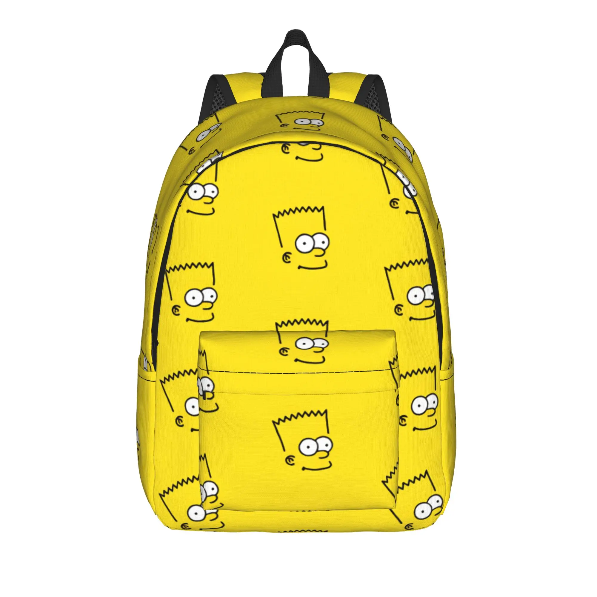 S-Simpsons Bart Face Pattern Yellow Backpack Girl  Pattern Backpacks Streetwear High School Bags Hiking Colorful Rucksack