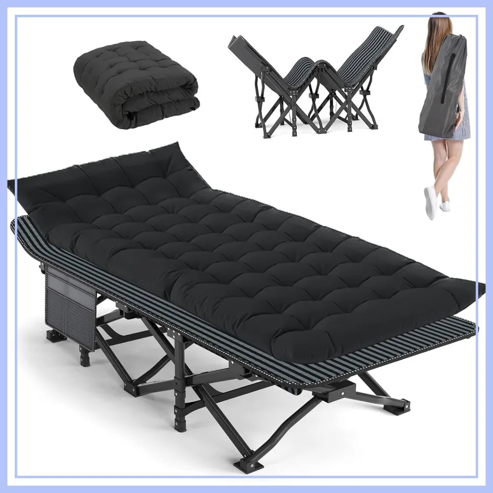 

Heavy Duty Camping Cot for Adults 28" Wide Folding Sleeping Bed with Mattress and Carry Bag