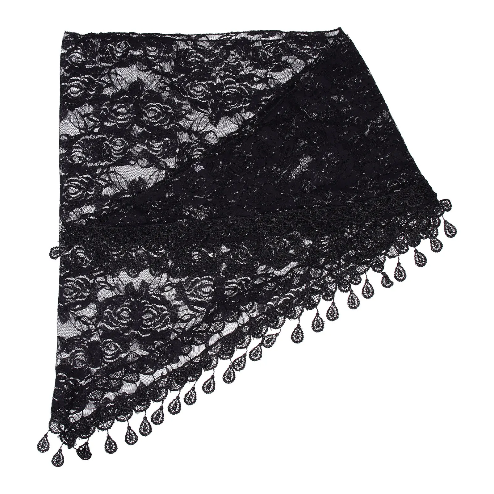 

Triangle Lace Veils Women Scarf Mantilla Veil Retro Fringed Design Suitable Dresses Skirts Elegant Look Lace Veil