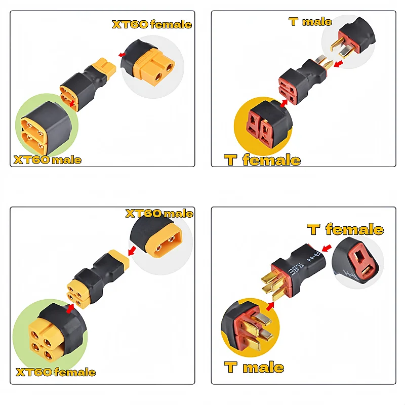 Lithium Battery Parallel Conversion Plug XT60/T Adapter One-to-Two Male and Female Parallel Conversion