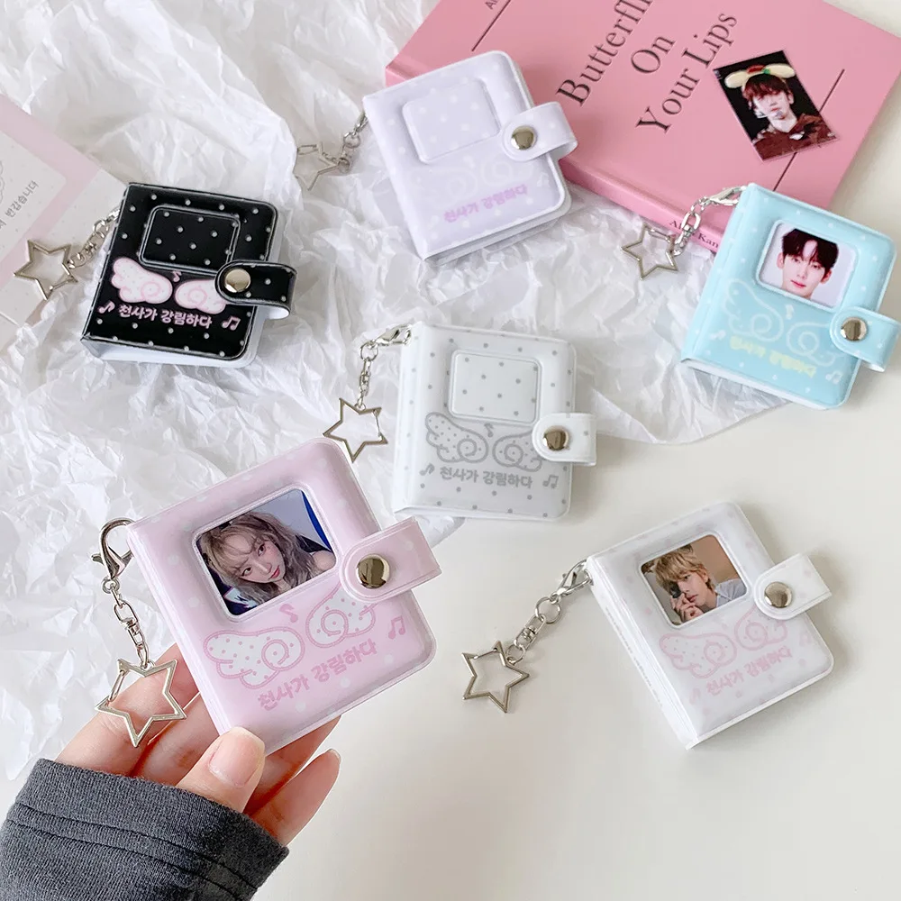 Ins Cartoon Fashion  Angel Wings 2 Inch Snap Mini Photo Album Cute Cartoon Student ID Card Storage Book Kpop Photocard Album
