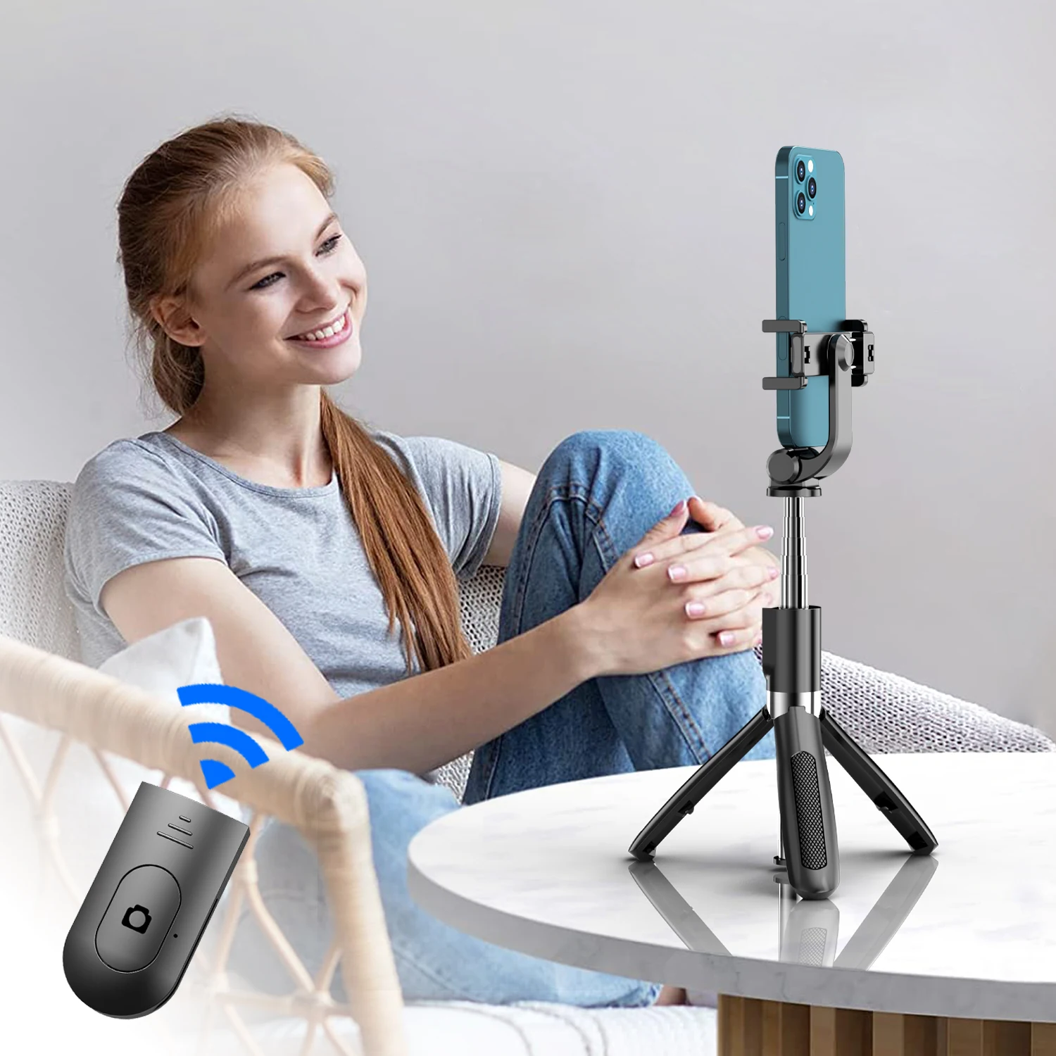 Selfieshow L01s Bluetooth Wireless Selfie Stick Mini Portable Tripod Plastic Alloy Cellphone Holder for Iphone Samsung Huawei