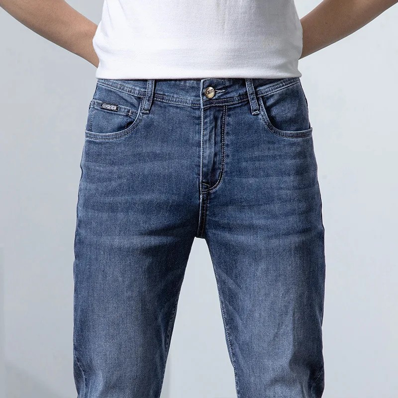 2022 neue männer Stretch Dünne Jeans Neue Frühjahr Mode Lässig Baumwolle Denim Slim Fit Hosen Männliche Hosen