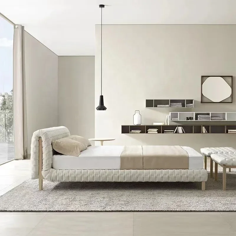 # Italy Modern Bedroom Furniture Bed Frame Sets Fabric High Headboard Double Bed Luxury Hotel King Size Bed Set