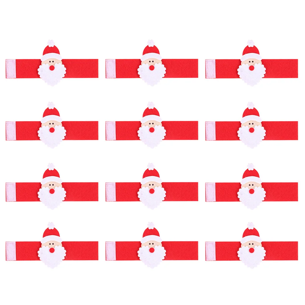 

12Pcs Santa Claus Towel Rings Christmas Napkin Holders for Party Table Decoration Unique Serviette Buckle Holiday Dinner Home