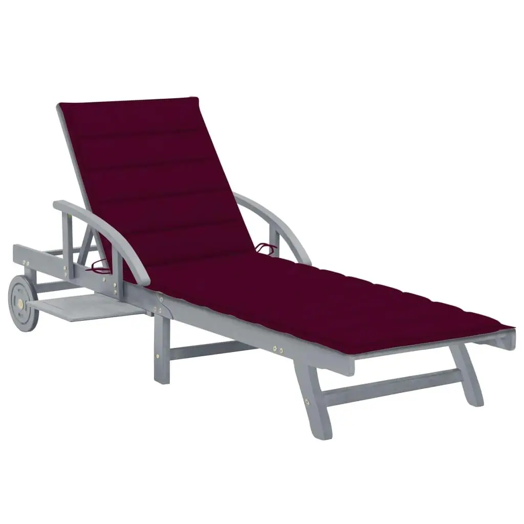 Acacia Wood Patio Sun Lounger with Cushion - Outdoor Relaxation Chair