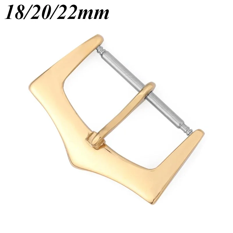 18/20/22mm Stainless Steel Strap Buckle Silver Gold Black Bracelet Universal Metal Pin Clasp Replacement for Leather Watch band